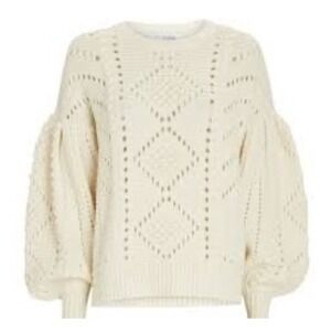 Intermix Women's Brianna Bobble Sweater Top Cream Size S. Wool Cashmere Blend